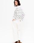 Merino Wool Striped Polo, White