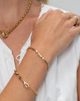 Plain & White Diamond Merveilles Bracelet, Yellow Gold