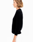 Chelsea Solid Cotton Sweater, Black