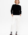 Chelsea Solid Cotton Sweater, Black