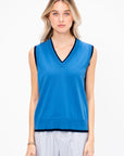 Jessa Fine Cotton Vest, Blue & Navy