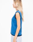 Jessa Fine Cotton Vest, Blue & Navy