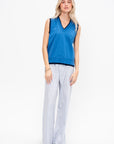 Jessa Fine Cotton Vest, Blue & Navy