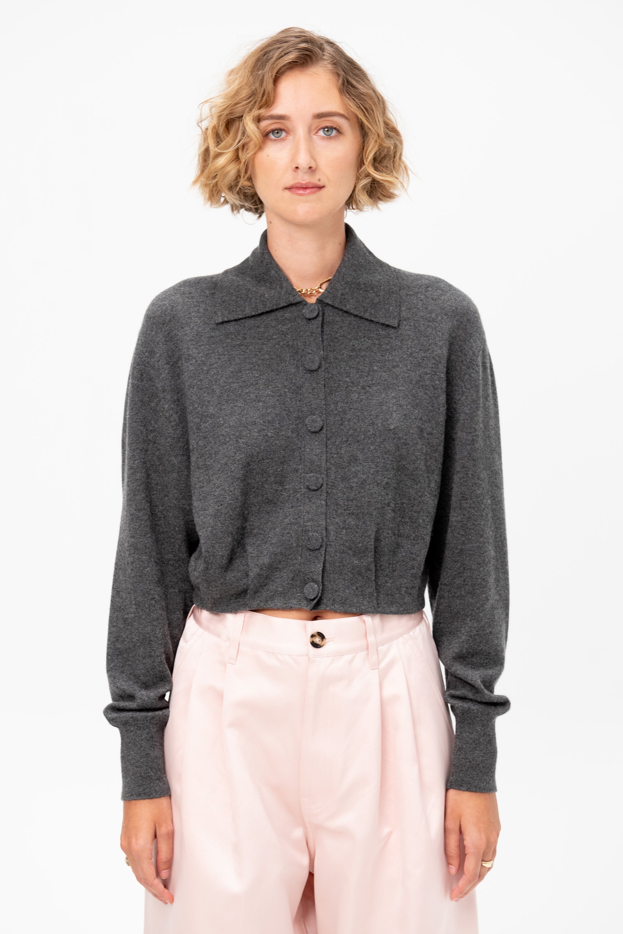 Button-Down Cardigan, Dark Grey