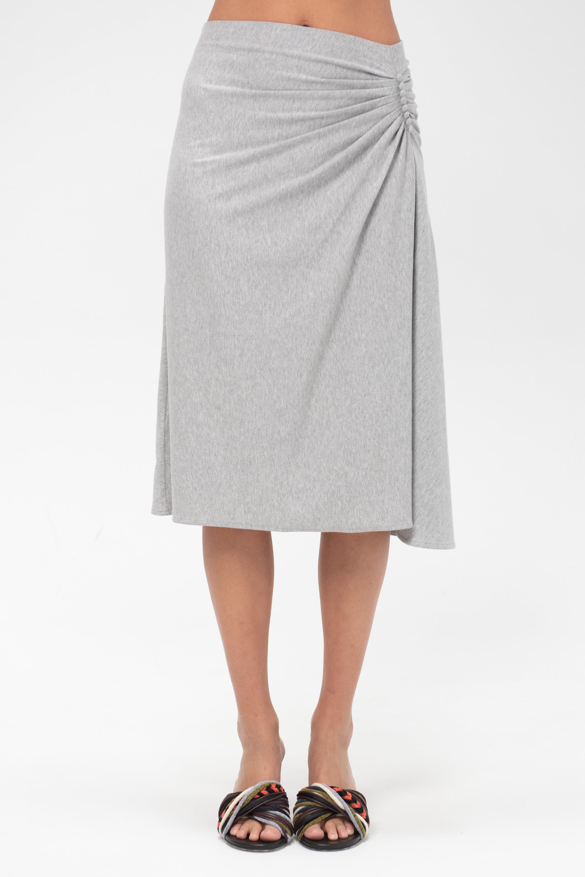 Button Midi Skirt, Heather Melange