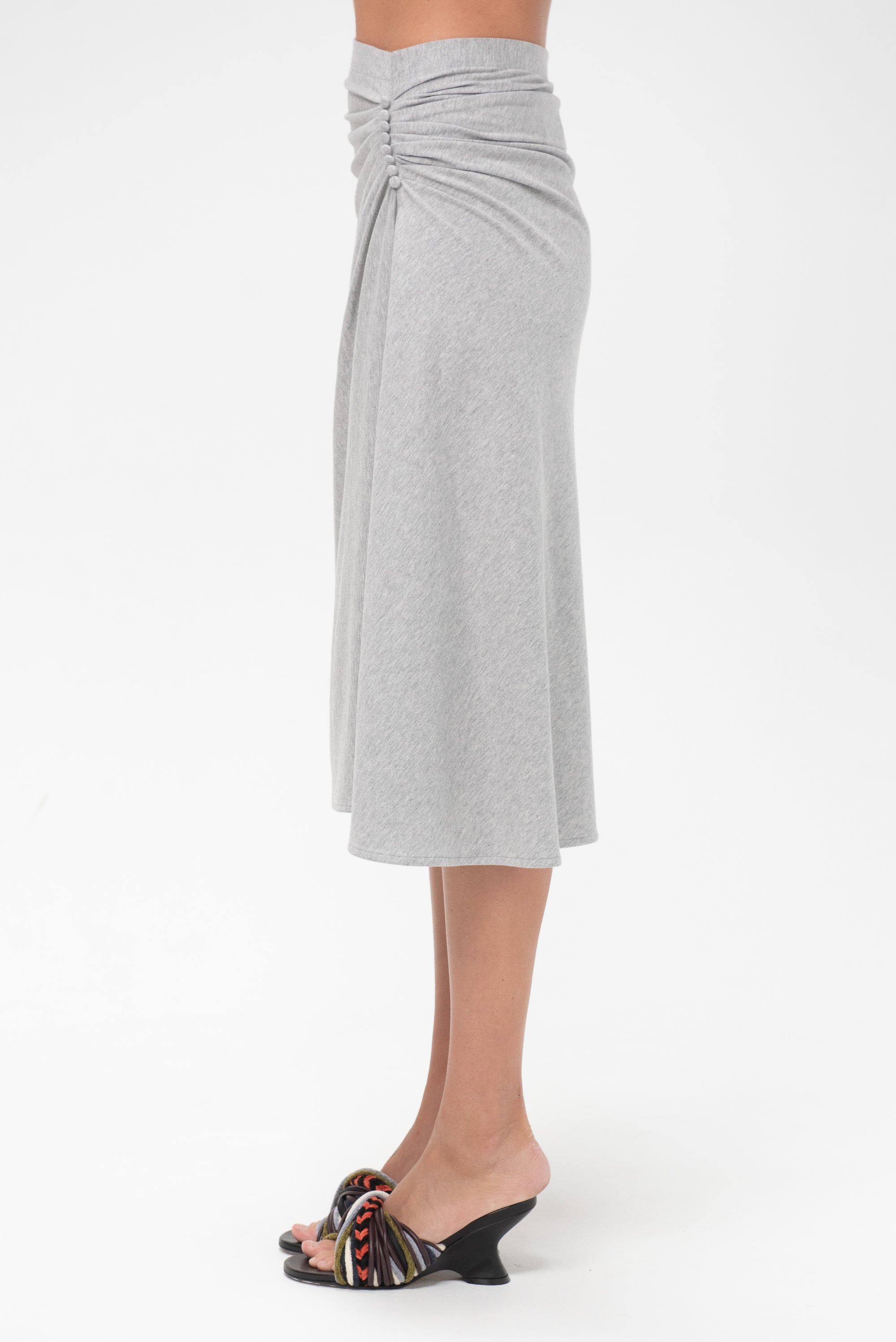 Button Midi Skirt, Heather Melange