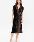 Velvet Wrap Dress, Khaki