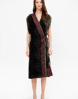 Velvet Wrap Dress, Khaki