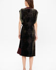 Velvet Wrap Dress, Khaki