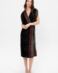 Velvet Wrap Dress, Khaki