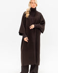 V-neck Coat, Ebano