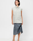 Snap-Button Shirt, Ice Blue