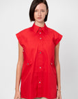 Snap-Button Shirt, Red