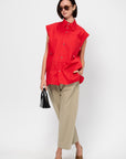 Snap-Button Shirt, Red