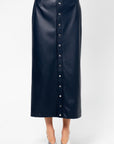 Snap-Button Skirt, Navy Blue