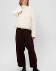 Cropped Cable Turtleneck, Cream