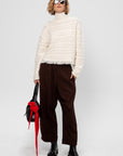 Cropped Cable Turtleneck, Cream