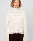Cropped Cable Turtleneck, Cream