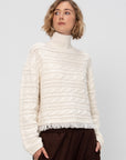 Cropped Cable Turtleneck, Cream