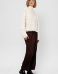 Cropped Cable Turtleneck, Cream