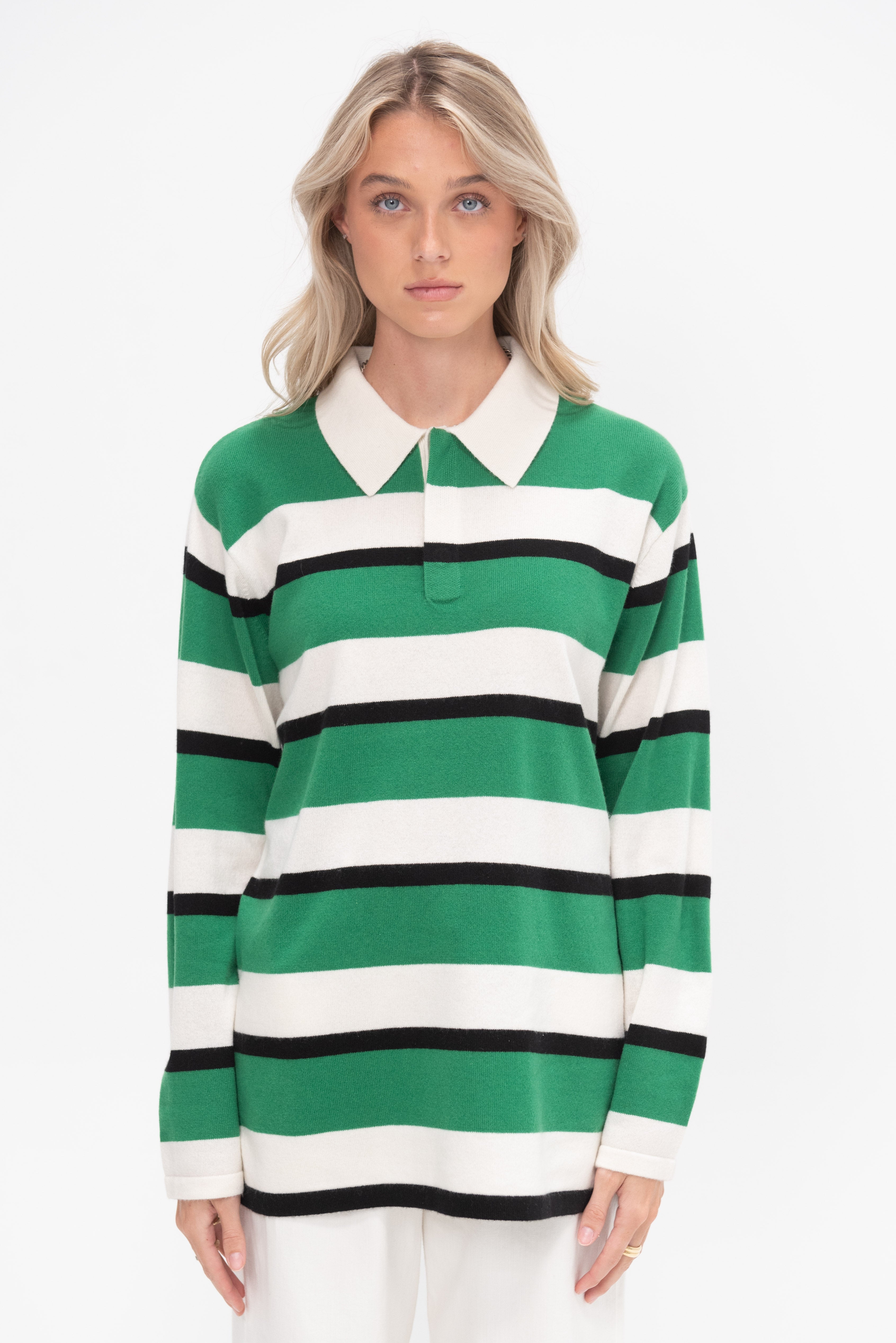 Guest in Residence Striped Rugby, Rainforest & Cream Stripe
