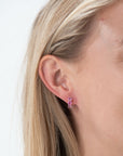 Huggie Hoops, Pink Sapphires