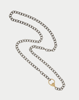 Large Diamond Lock and Round Link Chain, Oxidized Sterling Silver