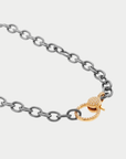 Large Diamond Lock and Round Link Chain, Oxidized Sterling Silver