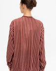 Adour - Striped Silk Satin Blouse, Ivory & Brown