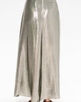 Garonne - Silk and Lurex Skirt, Silver Green