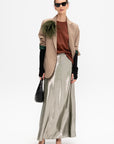 Garonne - Silk and Lurex Skirt, Silver Green