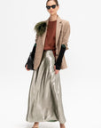 Garonne - Silk and Lurex Skirt, Silver Green