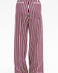 Léna - Striped English Wool Trousers, Ecru & Burgundy
