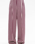 Léna - Striped English Wool Trousers, Ecru & Burgundy