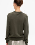 Reno - Merino Wool and Silk Crew Neck Sweater, Khaki