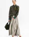 Reno - Merino Wool and Silk Crew Neck Sweater, Khaki