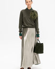 Reno - Merino Wool and Silk Crew Neck Sweater, Khaki