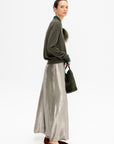 Reno - Merino Wool and Silk Crew Neck Sweater, Khaki