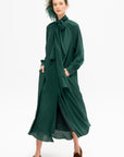 Rhine - Silk Crepe Bow Dress, Forest