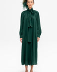 Rhine - Silk Crepe Bow Dress, Forest