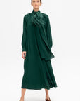 Rhine - Silk Crepe Bow Dress, Forest