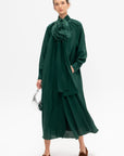 Rhine - Silk Crepe Bow Dress, Forest