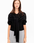 Four-Sleeved Wool Cardigan, Black