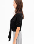 Four-Sleeved Wool Cardigan, Black