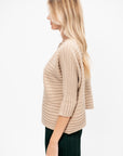 Cotton Cashmere Knit Top, Beige