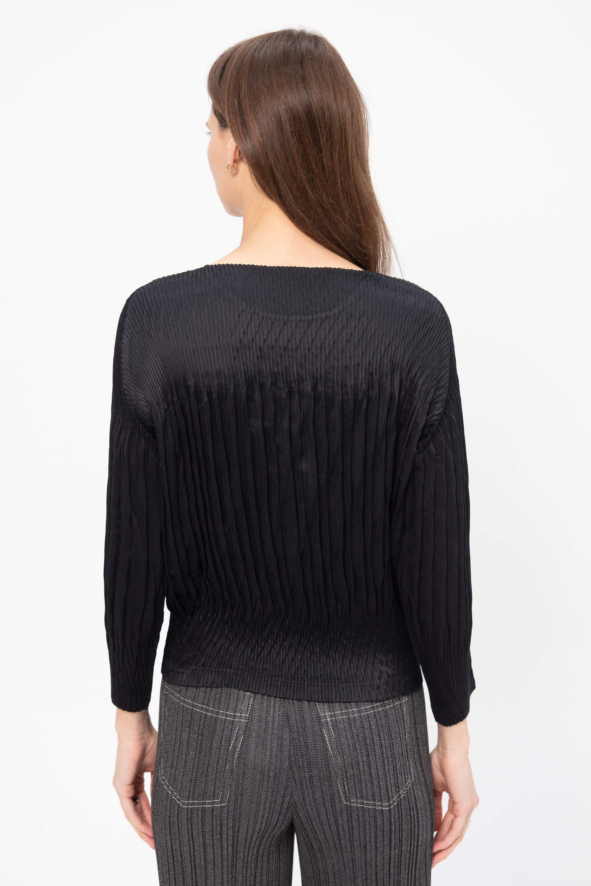 Suede Like Puff Pleats, Black