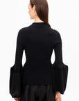 Thin And Thick Knit Sweater, Black