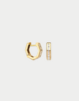 Sanse Hexagonal Diamond Baguette Mini Hoop, Yellow Gold