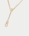 Small Diamond Hook Lariat Necklace, Yellow Gold