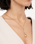 Small Diamond Hook Lariat Necklace, Yellow Gold
